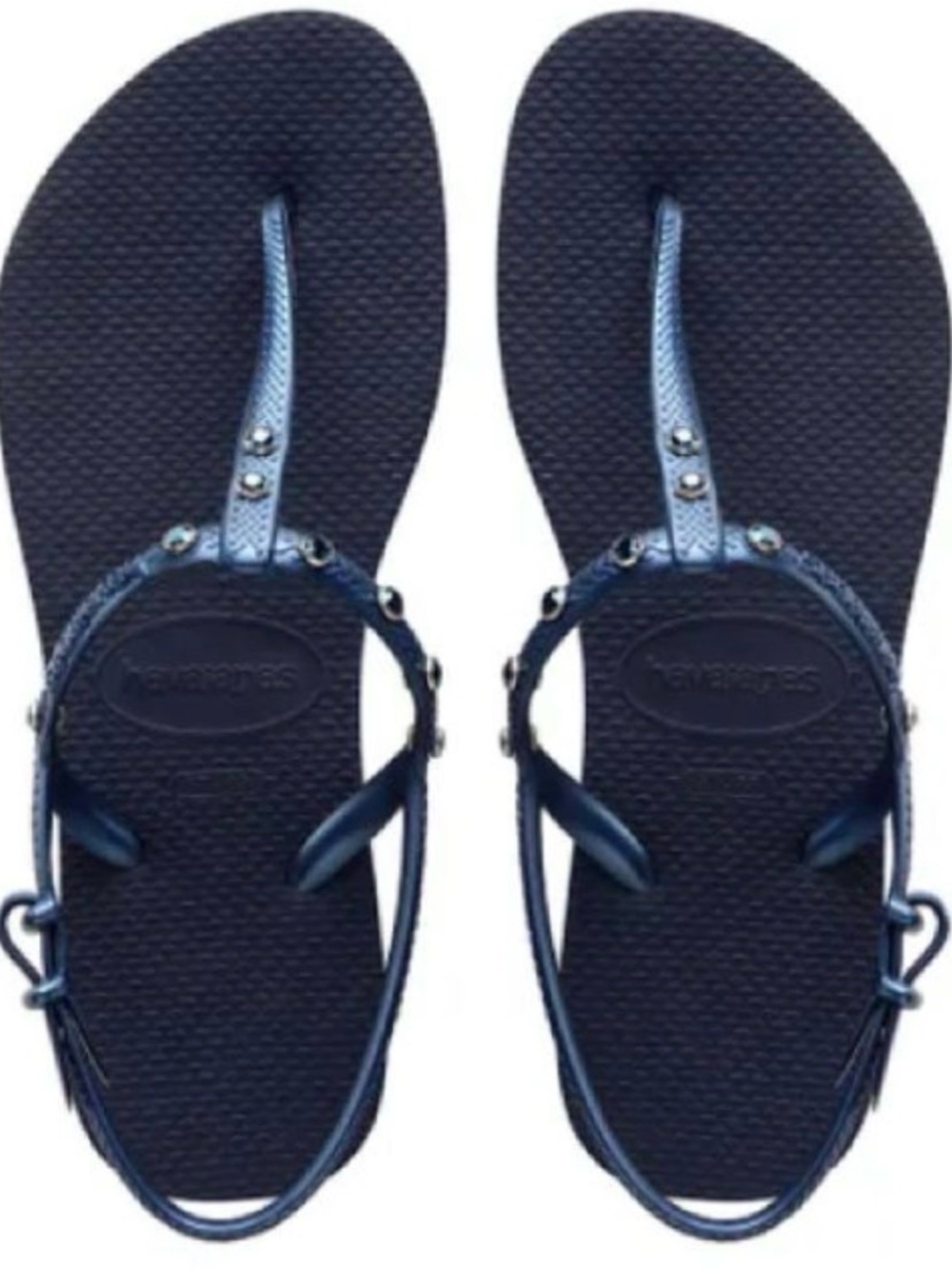Havaianas Crystal Freedom Women's Navy and black T-Strap Sandals size 37-38